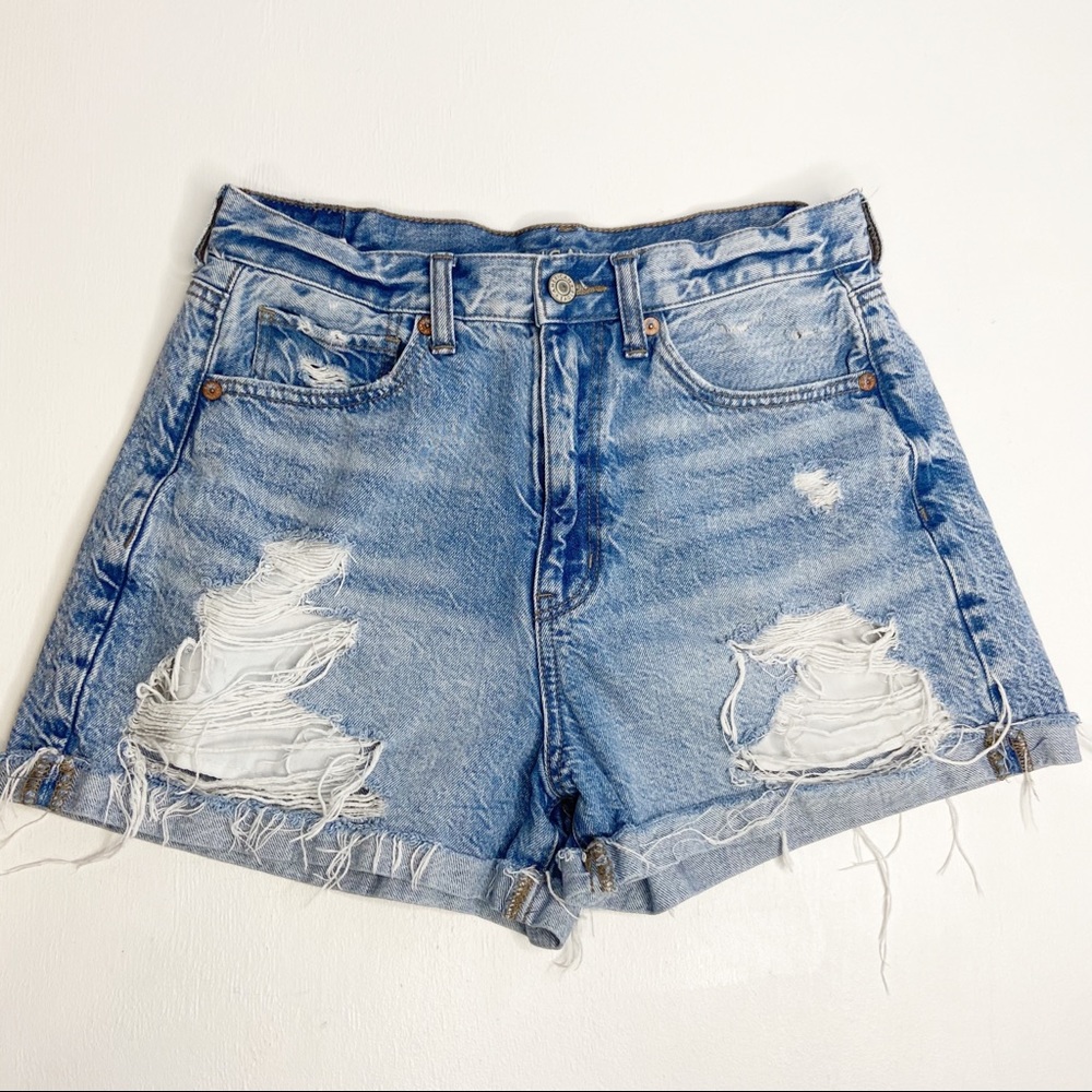 American Eagle Acid Wash Distressed Jean Mom Short - Picture 2 of 6